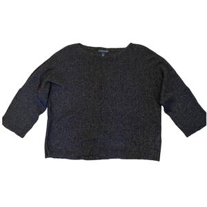 Eileen Fisher Sweater Brown Petite Small 3/4 Split Sleeve Cut Out Boat Neck